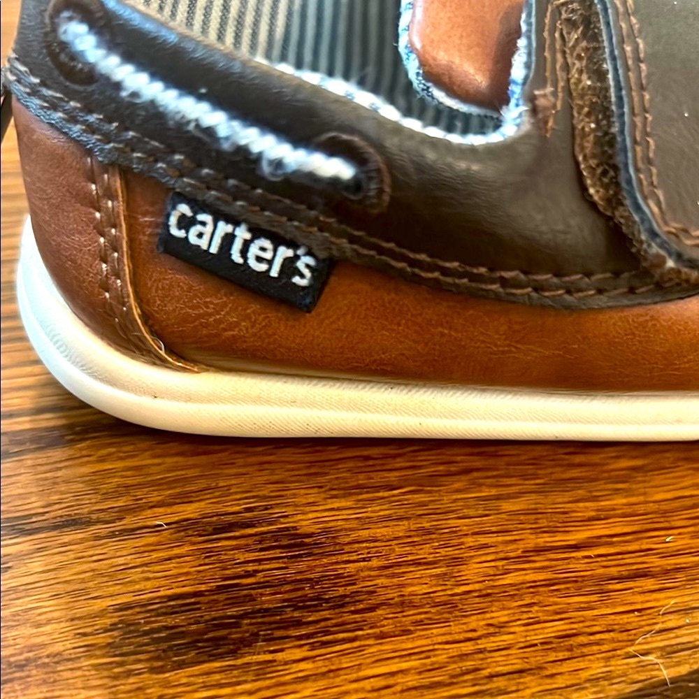 Carter's Brown and White Baby Walker Shoes with Velcro Strap - Picture 2 of 5